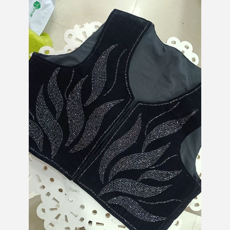 Handmade Kurdish Beadwork Vest – Black Velvet Ethnic Tradition