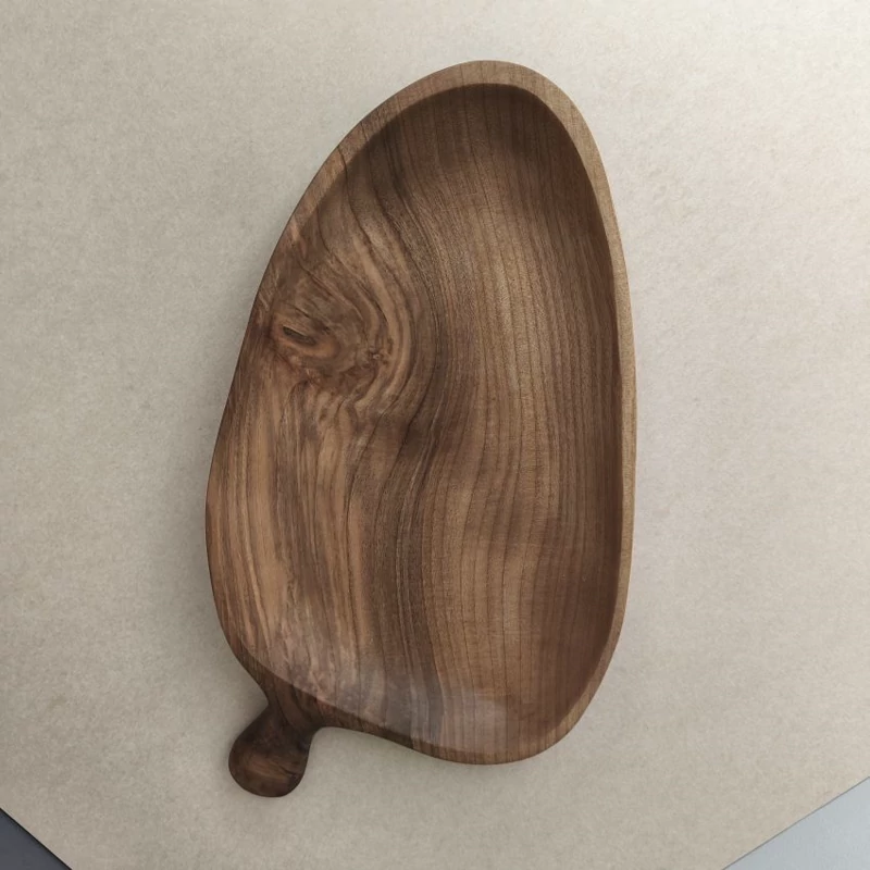 Handmade Walnut Wood Serving Platter – Oval Design with Handle