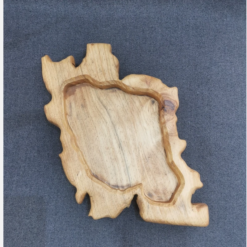 Handmade Wooden Serving Platter – Flat Iran Map Design 29cm