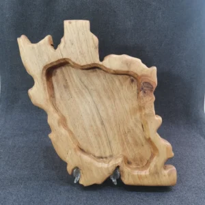 Handmade Wooden Serving Platter – Flat Iran Map Design 29cm