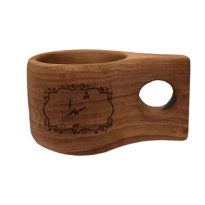 Handcrafted Wooden Kuksa Cup – Engraved with Persian Name “Sheyda”, A Personalized Gift for Coffee Lovers
