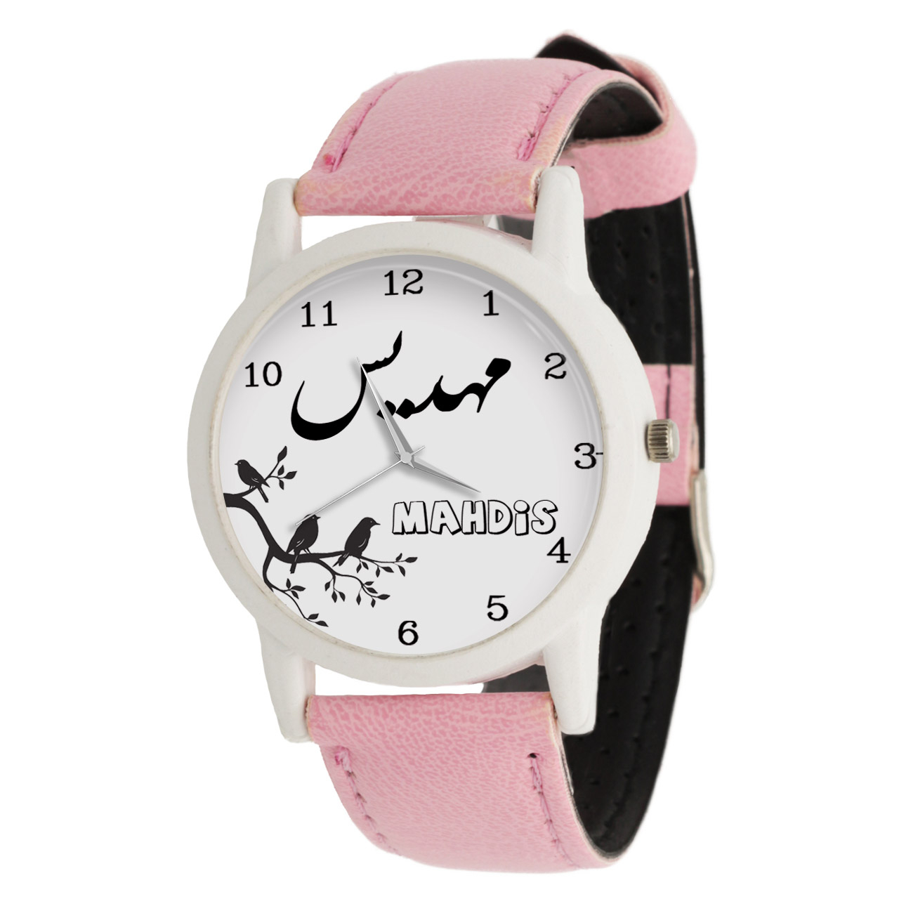 Mahdis Round Analog Watch for Women – White Face, Classic Leather Band, Minimalist Style