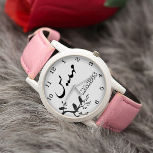 Mahdis Round Analog Watch for Women – White Face, Classic Leather Band, Minimalist Style