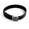 Men’s Drafsh Kaviani Leather Bracelet – Black and Silver 316 Stainless Steel, Historic Persian Emblem2