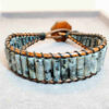 Mens-Larvikite-Bracelet-—-Polished-Larvikite-Cylinder-Beads-on-Genuine-Leather-with-Button-Loop-Closure-1
