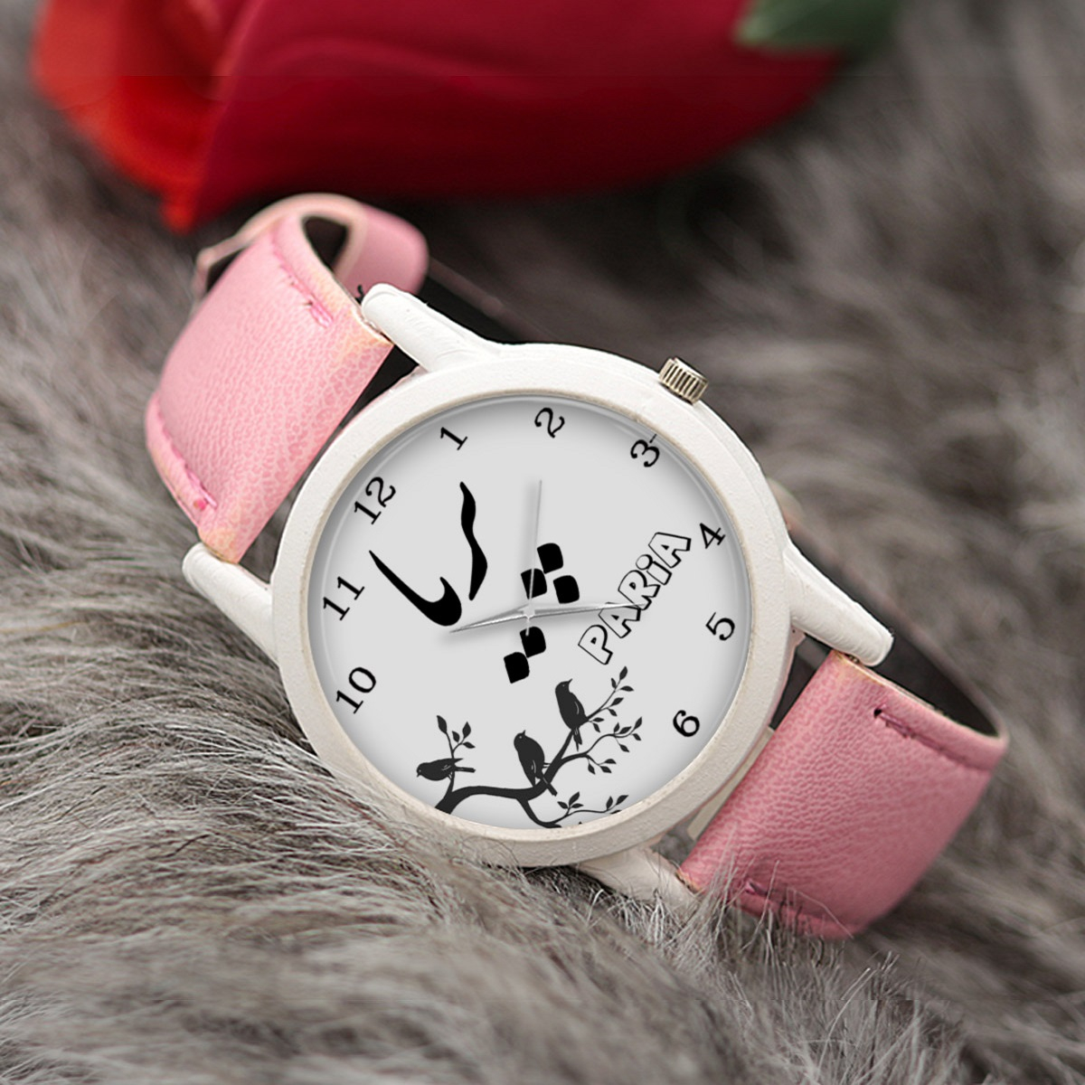 Parya Elegant Women’s Round Watch – Classic White Face and Comfortable Leather Band