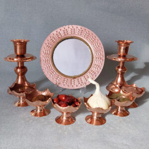 Persian Copper Haft‑Sin Set – Mirror, Candle Holders & Copper Dishes, 9-Piece Traditional Nowruz Table Decor