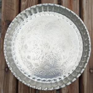 Traditional Persian Copper Serving Tray – 36cm Engraved Round Tray