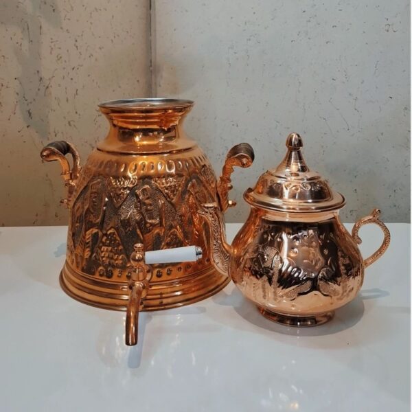 Persian Cookware Persian Stovetop Copper Teapot and Kettle Set –1.5L Capacity ...