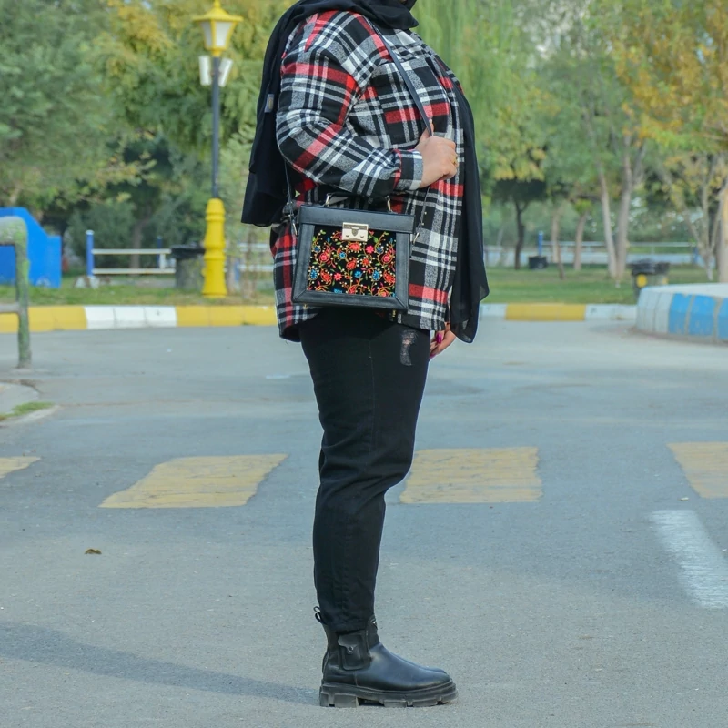 Persian Embroidered Leather Shoulder Bag – Artistic Floral Design, Perfect for Everyday chic outfits