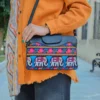 Persian Embroidery Floral & Elephant Leather Shoulder Bag – Chic Velvet Finish for Traditional Outfits1