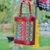 Persian Embroidery Floral Leather Handbag – Elegant Leakther & Velvet Design for Festive Occasions