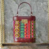 Persian Embroidery Floral Leather Handbag – Elegant Leather & Velvet Design for Festive Occasions