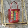 Persian Embroidery Floral Leather Handbag – Elegant Leather & Velvet Design for Festivek Occasions