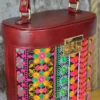 Persian Embroidery Floral Leather Handbag – Elegant Leather & Vlelvet Design for Festive Occasions