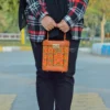 Persian Embroidery Floral Leather Handbag – Elegant Velvet Accents for Cultural Celebrations1