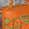 Persian Embroidery Floral Leather Handbag – Elegant Velvet Accents for Cultural Celebrations3