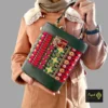 Persian Floral Leather Handbag – Exquisite Velvet Embroidery for Elegant Occasions