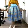 Pleated-Midi-Satin-Skirt-with-Islamic-Mosque-Tile-Motifs-in-Blue-and-Gold-1
