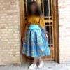 Pleated-Midi-Satin-Skirt-with-Islamic-Mosque-Tile-Motifs-in-Blue-and-Gold-2