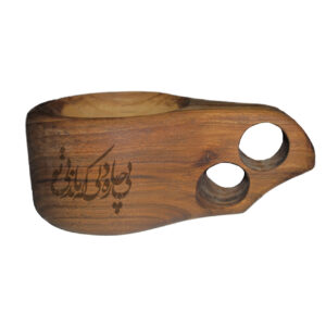 Poetry-Engraved Wooden Kuksa Mug – “Bi Chareh Deli Ke Mand Bi To”, Ideal Gift for Camp Lovers