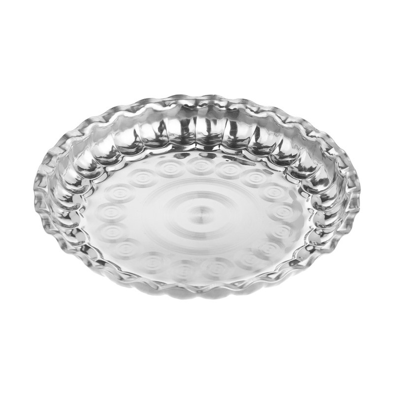 6-Piece Premium Stainless Steel Scalloped Serving Tray Set – 24cm Elegant Tray