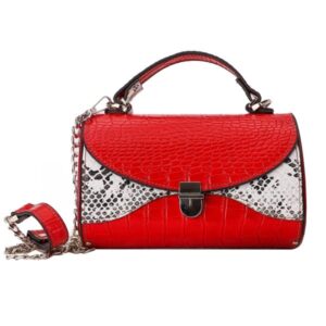 Persian Embroidery Floral Leather Handbag – Elegant Leather & Velvet Design for Festive Occasions