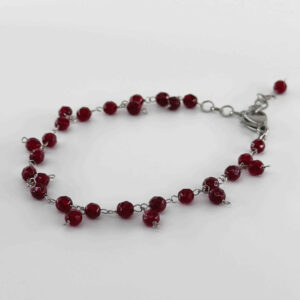 Women’s Red Agate Bracelet with Silver Chain – Handcrafted