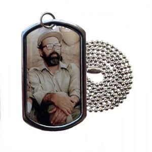 Shahid Mostafa Chamran Commemorative Dog Tag with Stainless Steel Chain – Custom Back Engraving