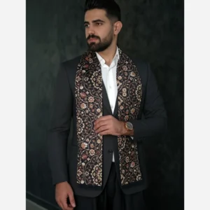 Traditional Floral Silk Velvet Scarf for Men – Double-Sided Versatility & Ideal for Formal and Casual Occasions
