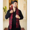 Traditional-Iranian-Mens-Red-Silk-Velvet-Scarf-with-Floral-and-Paisley-Persian-Pattern-–-Four-Season-Design