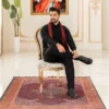 Traditional-Iranian-Mens-Red-Silk-Velvet-Scarf-with-Floral-and-Paisley-Persian-Pattern-–-Four-Season-Design2