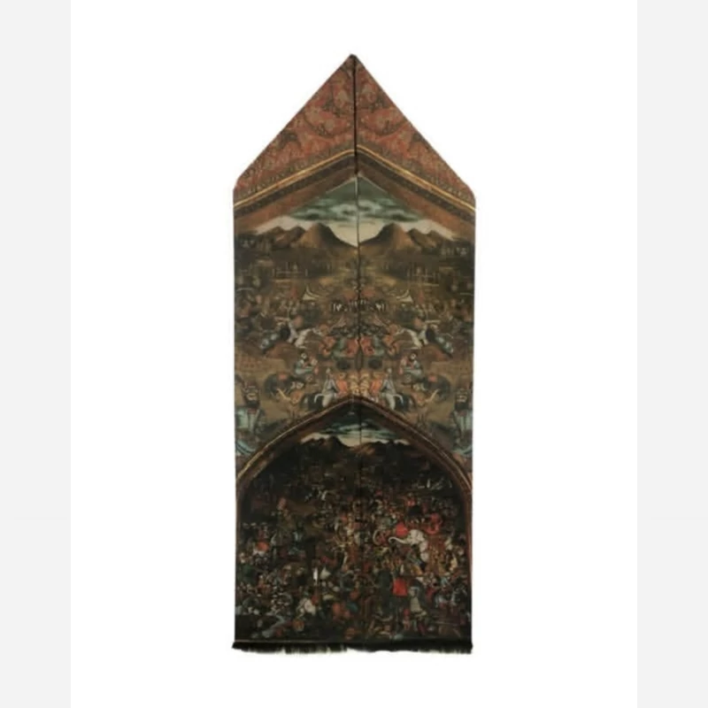 Traditional Persian Silk Velvet Scarf for Men – Featuring Epic Shahnameh Battle Scenes & Four-Season Design