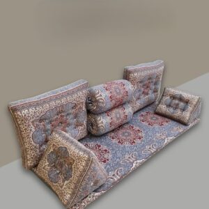 Traditional Termeh Backrest Set – 7-Piece Handcrafted Shahneshin Floor Seating from Yazd