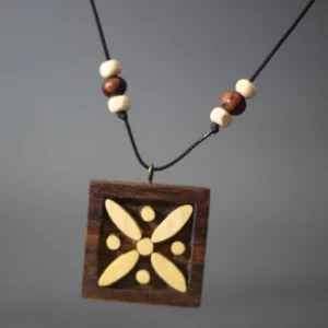 Walnut & Narenj Wood Derafsh-e Kaviani Necklace – Cultural Accessory