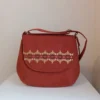 Womens-Hand-Painted-Slimi-Design-Fabric-Shoulder-Bag-–-Lightweight-Red-Adjustable-Strap