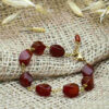 Womens-Red-Agate-Bracelet-on-Stainless-Steel-Chain-—-Adjustable-Length-with-Steel-Clasp-1