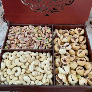 Wooden Nut Gift Box with Pistachios, Figs, and Cashews – Perfect for Special Celebrations and Treating Guests