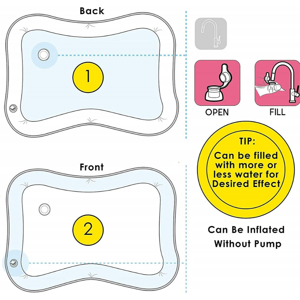 Inflatable Baby Aquarium Water Play Mat – Pink Octopus Ocean Sensory Tummy Time Pad with Floating Sea Shapes