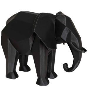 Geometric Elephant Figurine – Modern Black Decorative Sculpture in Minimalist Abstract Style