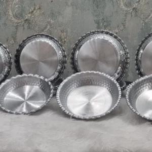 Hand-Hammered Aluminum Plates – Set of 6 Traditional 20 cm Metal Dishes for Dining & Serving