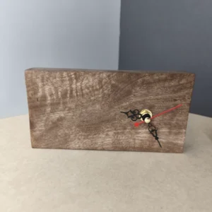 Handcrafted Walnut Wood Desk Clock – Elegant Rectangular Timepiece with Silent Movement