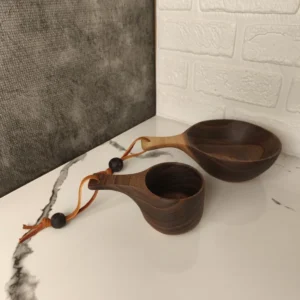Handcrafted Walnut Wood Kuksa Mug & Bowl Set – Ideal for Drinks, Snacks & Outdoor Use