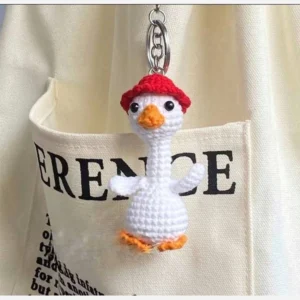 Handmade Crochet Duck Keychain – Soft Yarn Bag Ornament, Key Accessory, and Decorative Hanging Charm