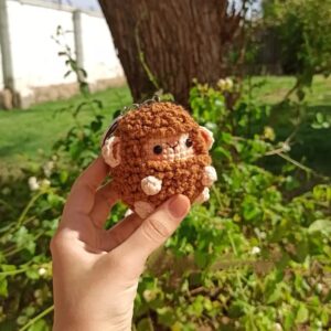 Handmade Crochet Lamb Keychain – Soft Yarn Bag and Key Accessory in Brown