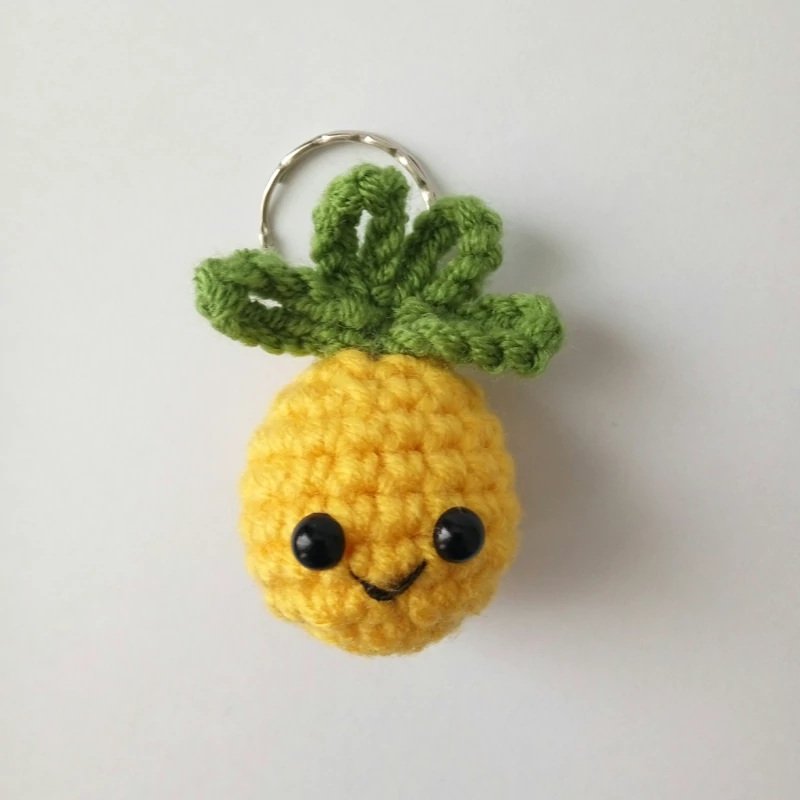 Handmade Crochet Mini Pineapple Keychain – Lightweight Yarn Accessory for Keys and Bags
