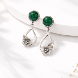 Persian Brass Earrings with Orange Agate