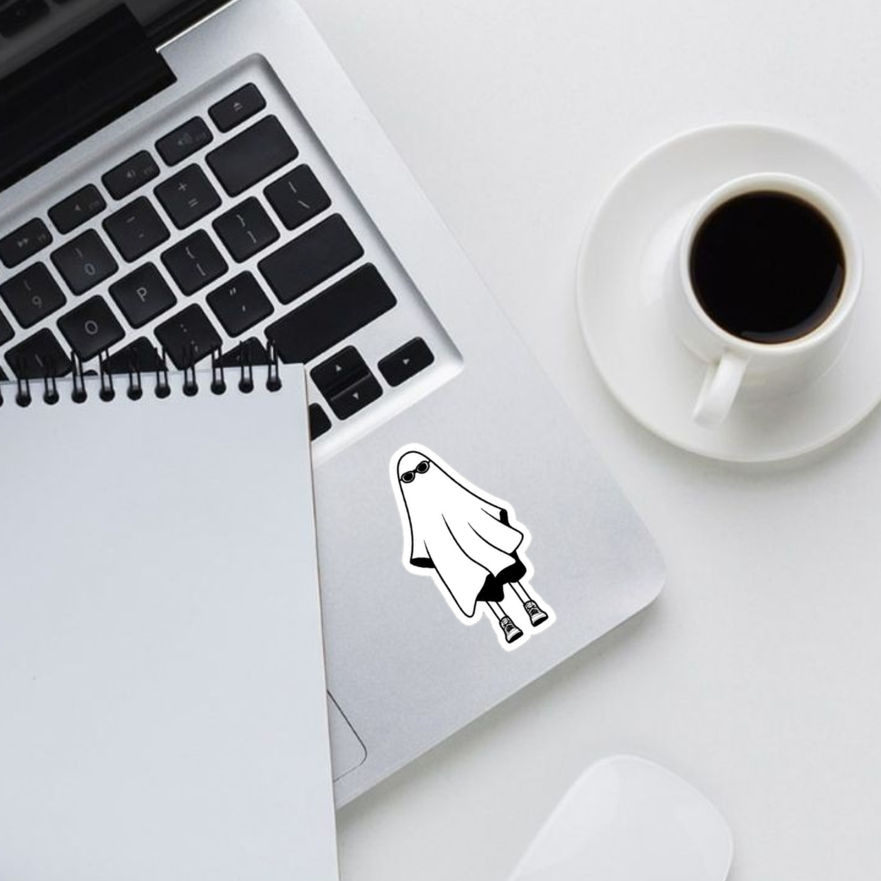 Ghost-Themed Laptop & Mobile Stickers – Pack of 4 Pieces