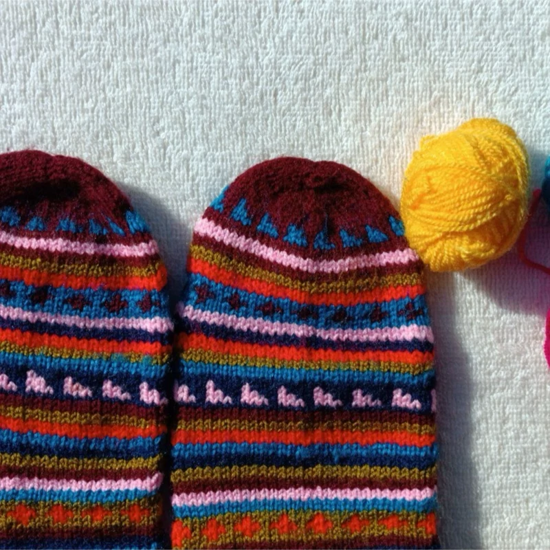 Hand-Knitted Colorful Wool Socks for Women – Traditional Multi-Color Patterns, Soft, Durable, Suitable for Daily Wear