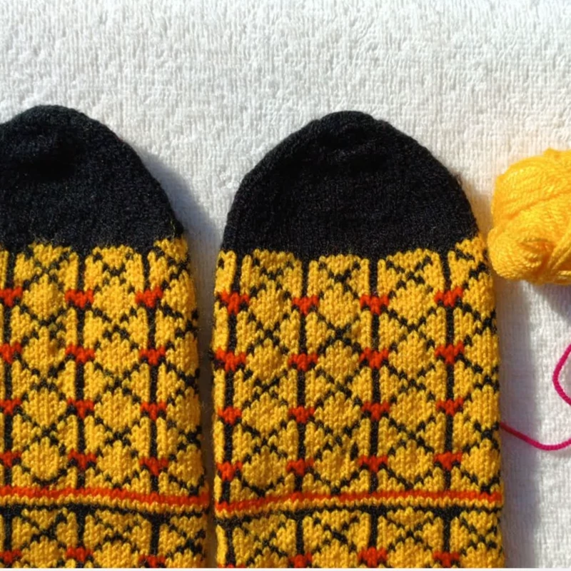 Hand-Knitted Yellow Wool Socks for Women – Soft Yarn, Traditional Style, Lightweight and Perfect for Cold Seasons